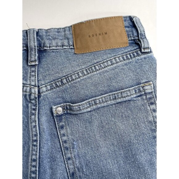 H&M &Denim Womens SIZE 2 Light Wash Mom JEANS Ultra High Waist Distressed EUC - Picture 3 of 7